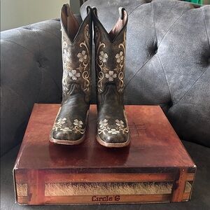 Circle G Dark Brown Floral Cowboy Boots